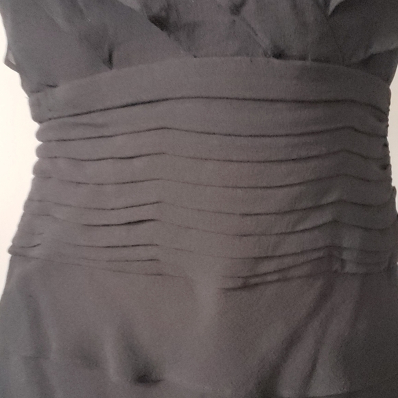 Tadashi black silk halter dress with tiered ruffles - Picture 3 of 8